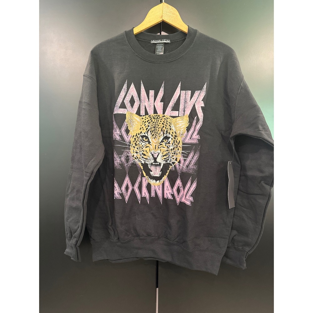 Prince Peter Collection Long Live Rock N Roll Leopard Graphic Sweatshirt Medium